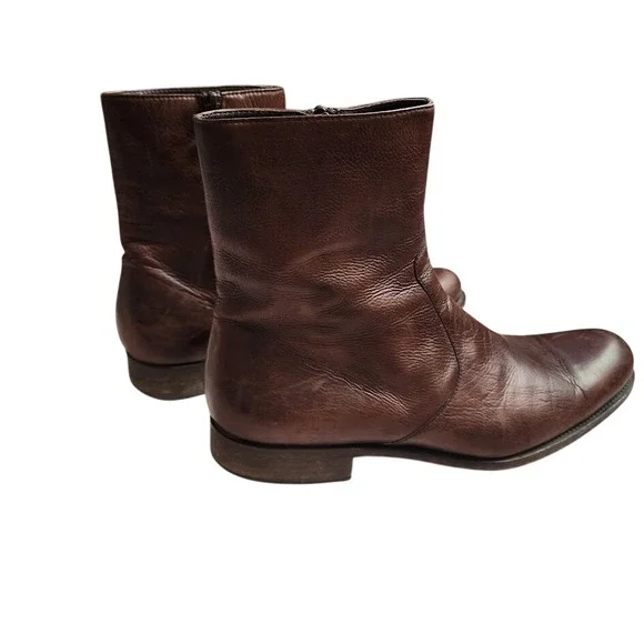 MAGNANNI Brown Leather Zip Ankle Chelsea Boots Minimalist Dress Boots 10